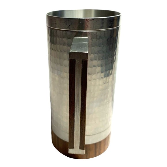 Selangor Hammered Pewter Teak Tankard Mug Royal Stein Danish Modern MidCentury - Picture 4 of 10